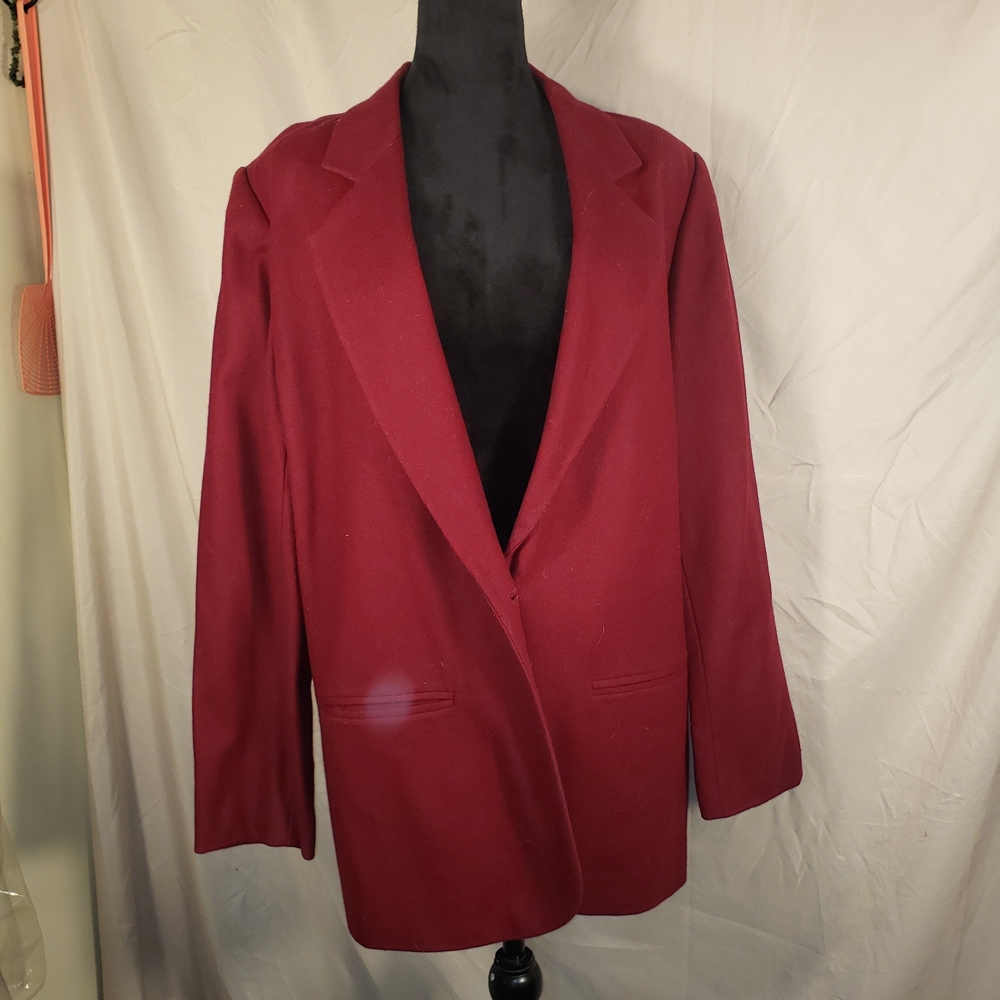 Sag Harbor Women's Burgundy Wool Blazer - 14